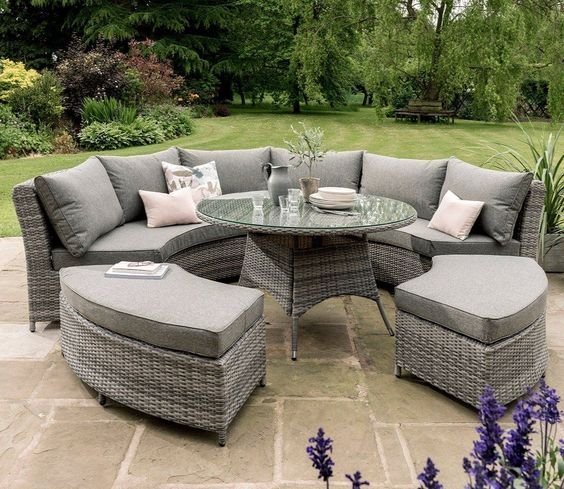 Outdoor Three Piece Patio Sofa-Sectional in Starboard Snow